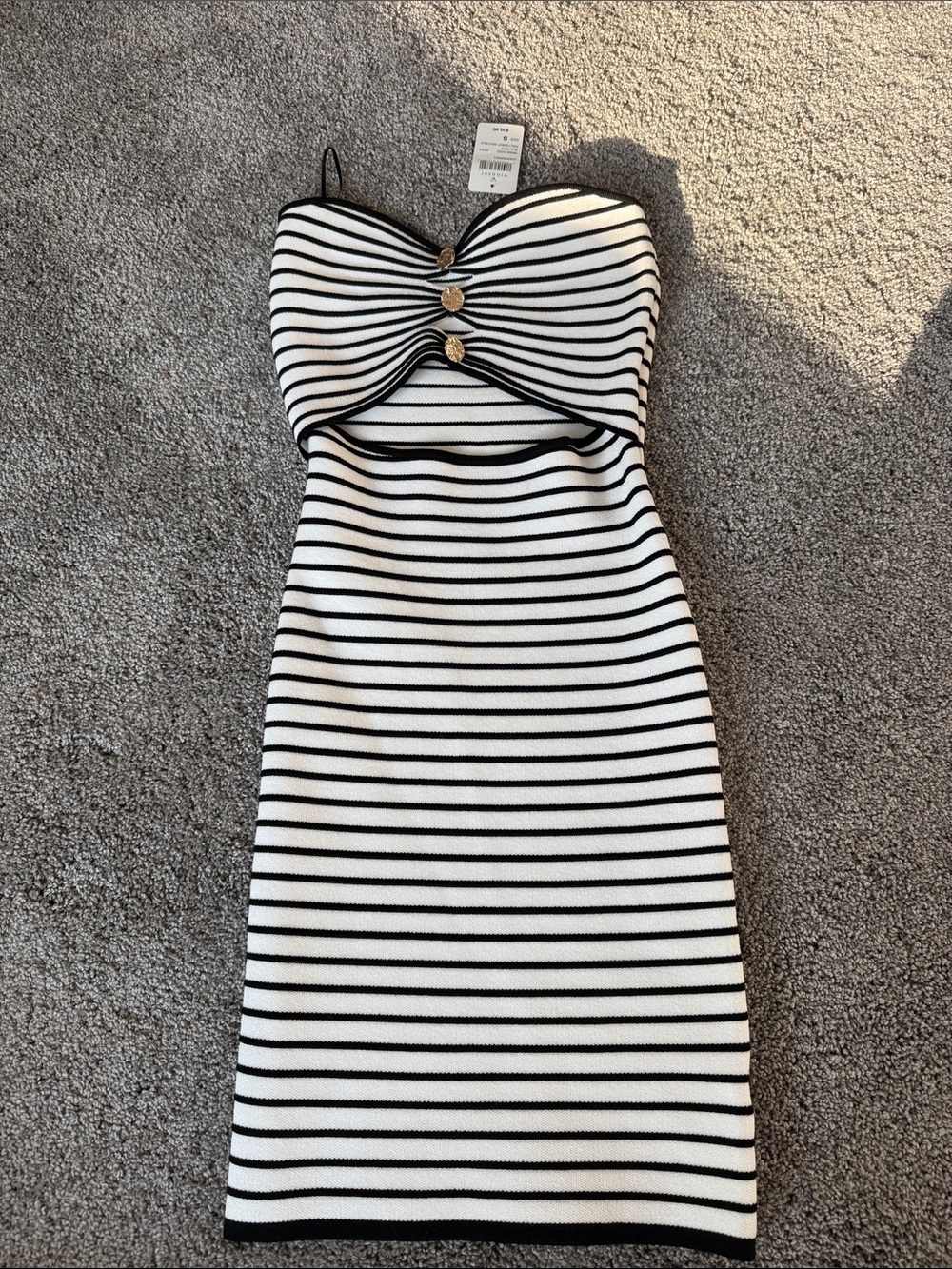 Windsor Black & White Striped Strapless Bodycon Dress